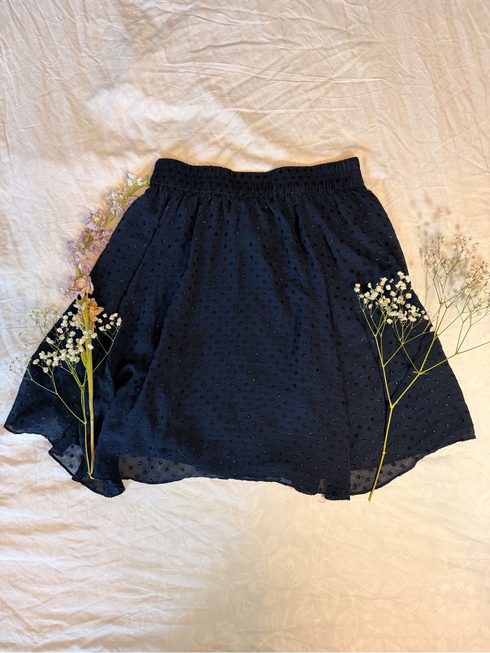 Joe Fresh Navy Eyelet A-Line Skirt
